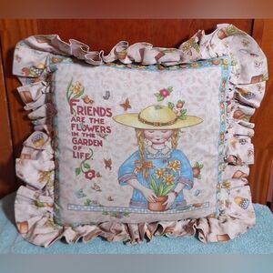 Floral Garden Accent Pillow with Ruffles